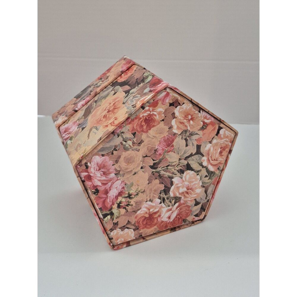 Vintage Style Excellent Condition Rose Floral Expanding Jewelry Trinket box